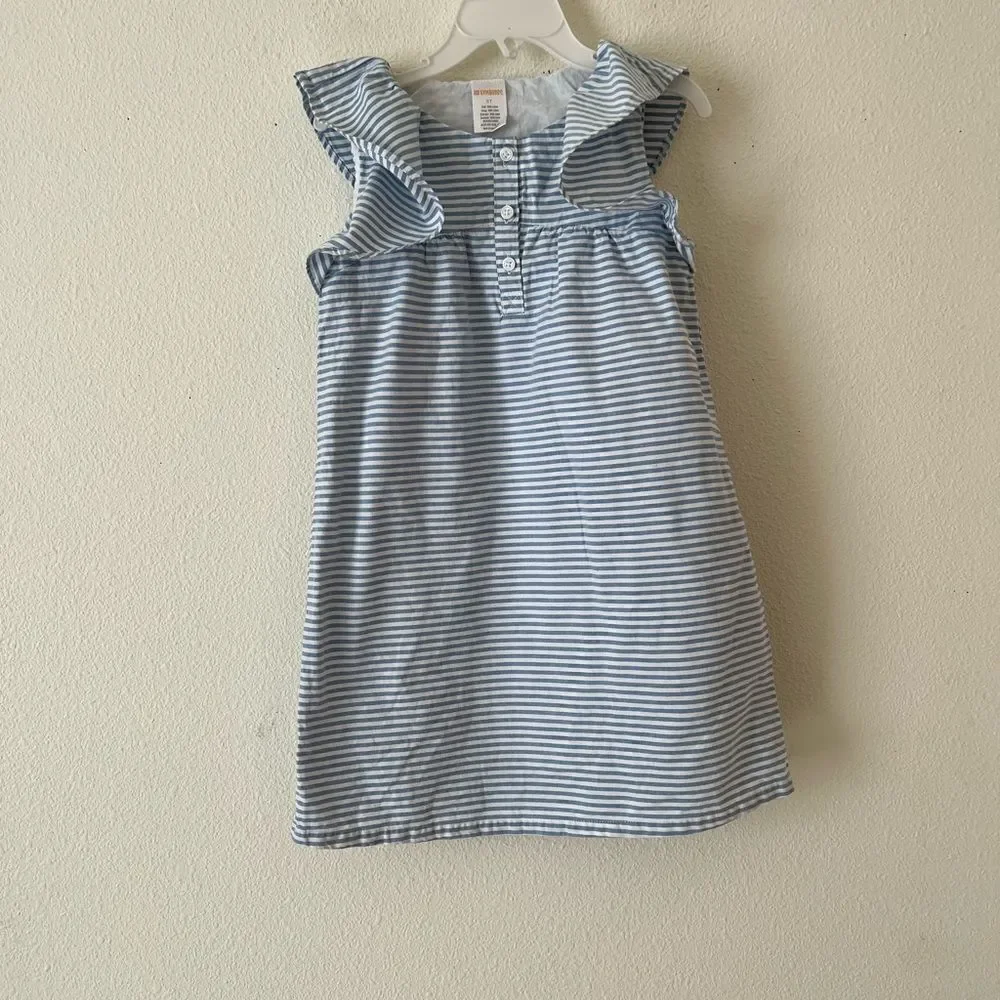 Gymboree Girls Blue /white striped Dress 5t